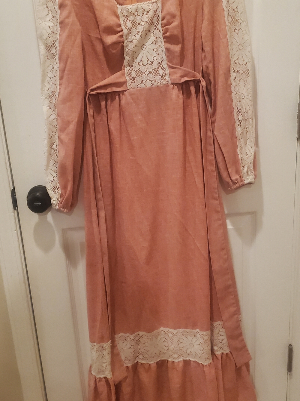 Boho Lace Trim Maxi Dress in Dusty Rose